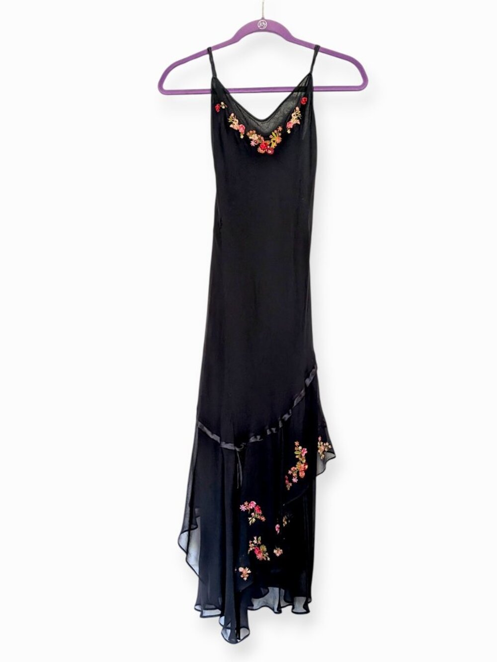 Betsey Johnson VTG 90s mesh overlay floral embroidery fairy goth mermaid dress 2 - Picture 3 of 13